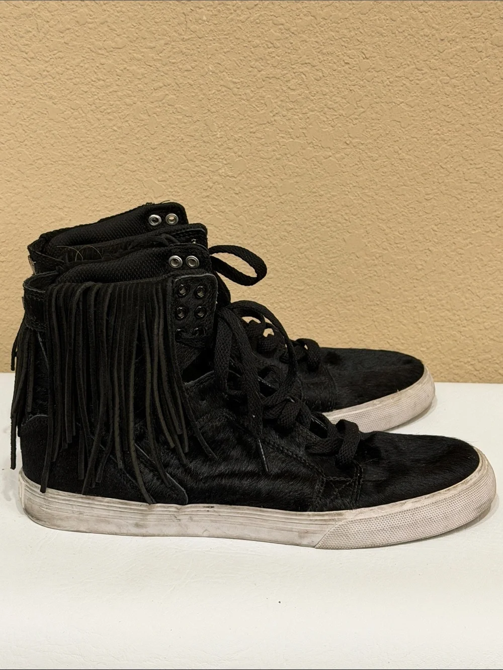 Supra Women's Black Fringe High-Top Sneakers